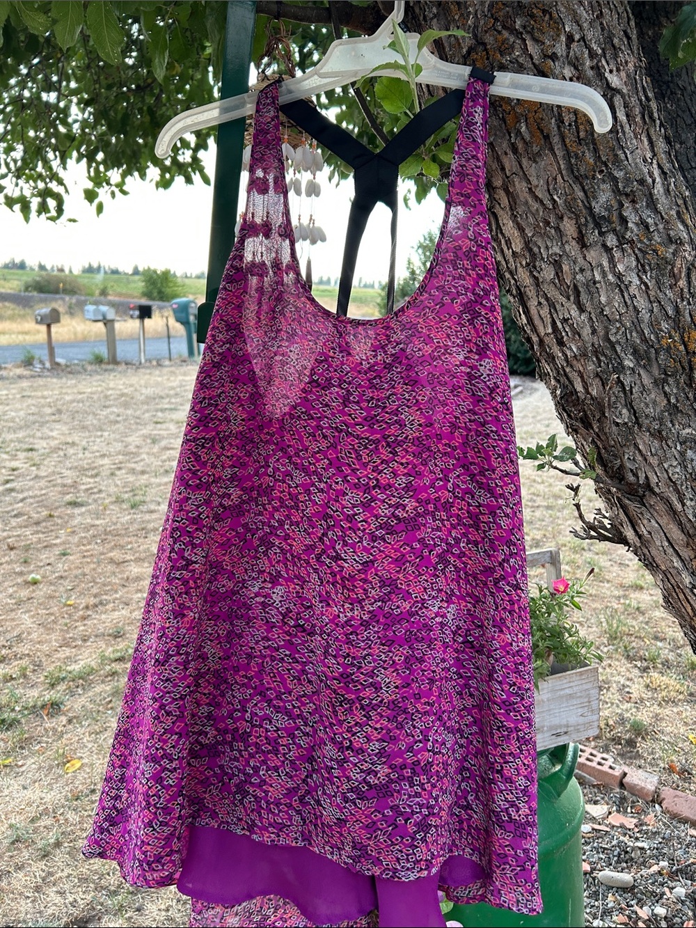 LYS Women’s Pink Purple Printed Racerback Tank 2x
